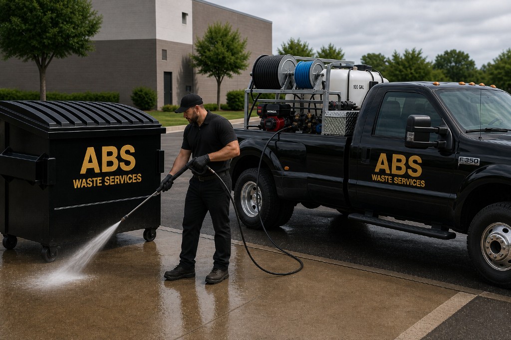 ABS Waste Services dumpster pad washing